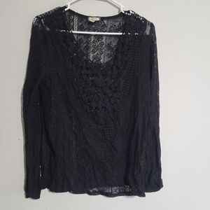 Eyeshadow Black Lace Blouse Halloween Witch Gothic‎